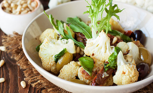 bowl of Hearty Vegetable Salad with Herb Dressing